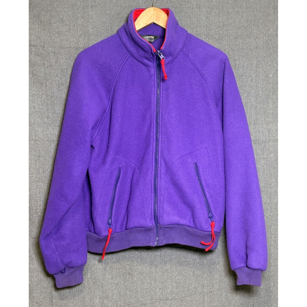 Sierra Sport Women Purple Fleece Full Zip Jacket Mock Neck Vintage Size M